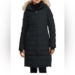 Pajar Venice Long Puffer Jacket Coat  Black Faux Fur Hood Size Size XS New